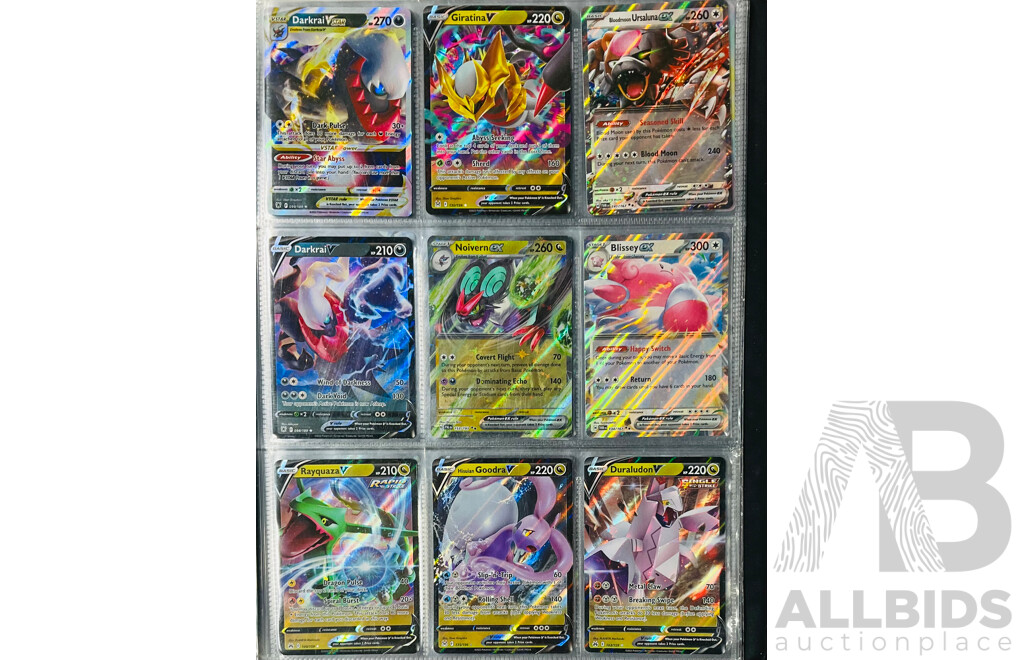 Collection of Mostly Foil Pokémon TCG Singles in Binder Including Several EX Pokémon and V Pokémon Such as Rayquaza V, Gardevoir EX, Iron Valiant EX and Many More