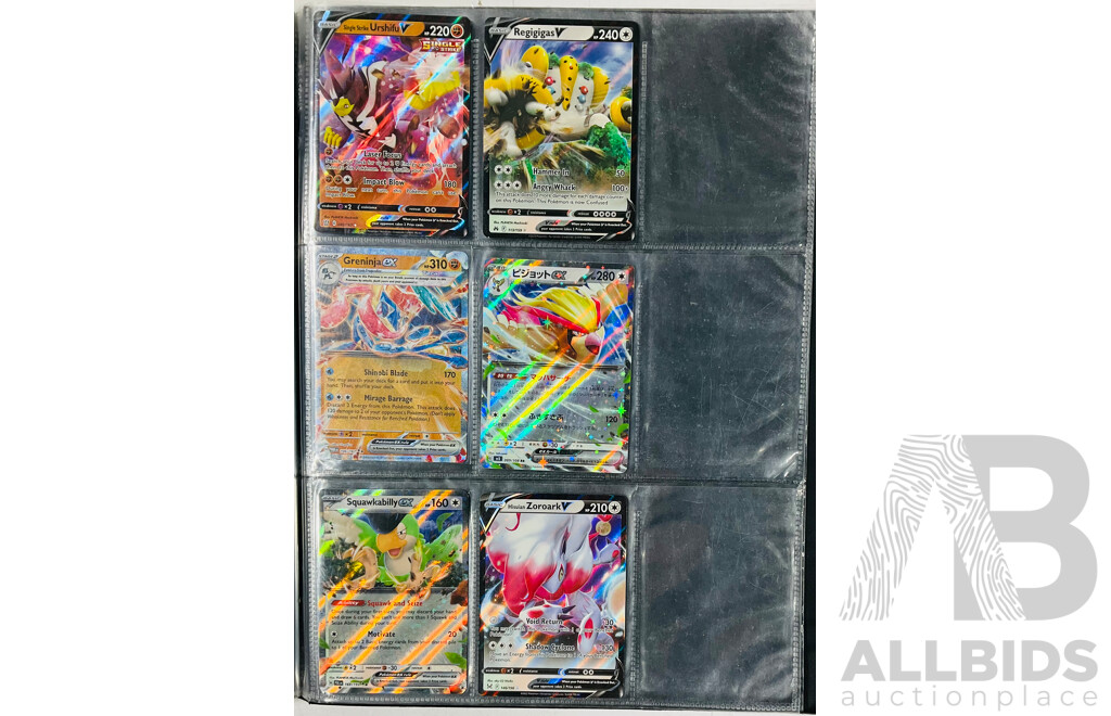Collection of Mostly Foil Pokémon TCG Singles in Binder Including Several EX Pokémon and V Pokémon Such as Rayquaza V, Gardevoir EX, Iron Valiant EX and Many More