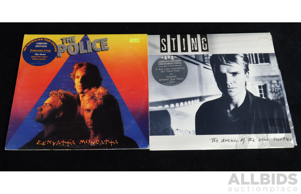 Sting Limited Edition Coloured Vinyl The Dream of The Blue Turtles Along with Green Vinyl Edition The Police Zenyatta Mondatta, Both Vintage Vinyl  LP Records