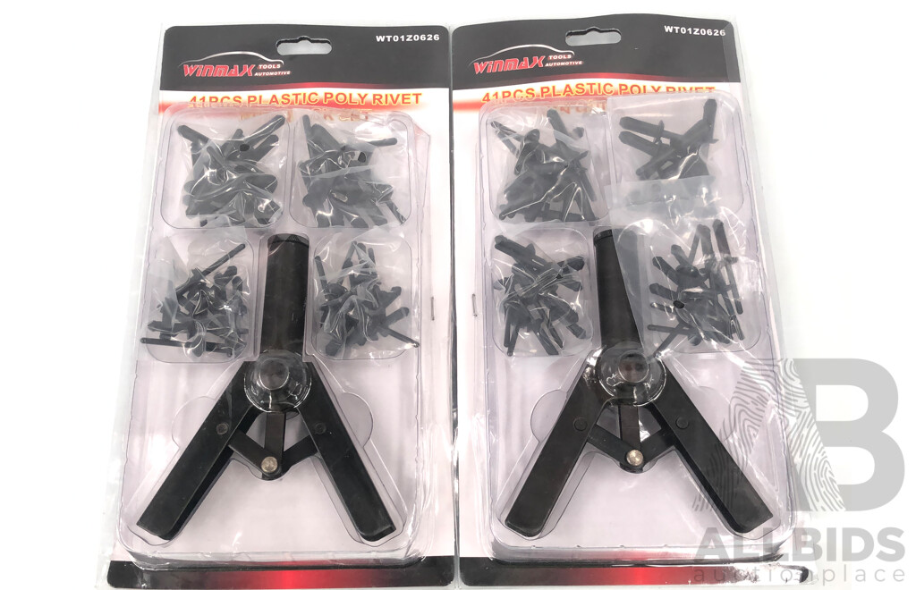 Winmax 41 Piece Plastic Poly Rivet Gun Quick Set - Lot of Two - New