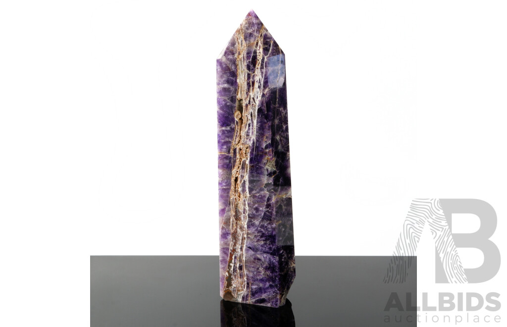 Large Polished Amethyst Crystal Obelisk with Terminated Point