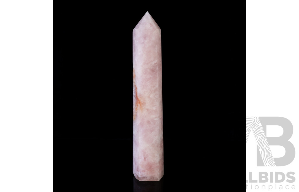 Large Polished Rose Quartz Crystal Obelisk with Terminated Point