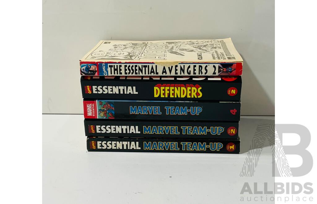 Collection of Marvel Essential Comics Including Marvel Team-up Vol. #1,2 and 4, Avengers Vol.2 and the Defenders Vol.1-2