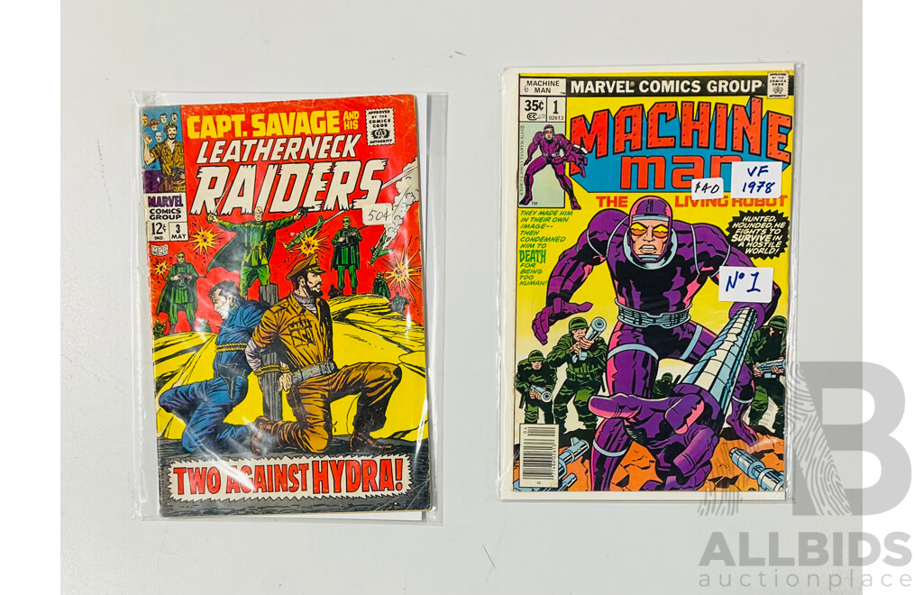 Pair of Vintage Marvel Comics Issues Including Machine Man #1 and Capt. Savage and His Leatherneck Raiders #3