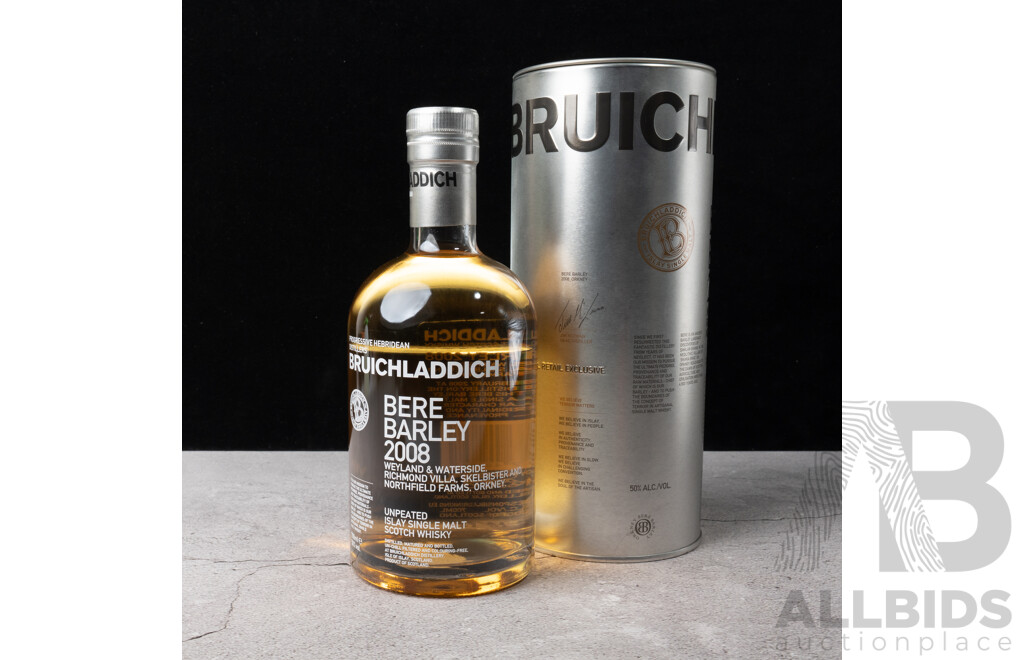 Boxed Bruichladdich Bere Barley 2008 Single Malt Scotch Whisky