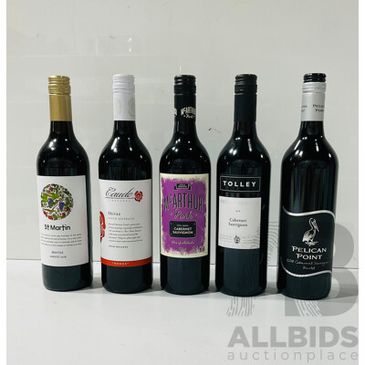 Collection of Five Red Wines Including St Martin Shiraz, McArthur Park Cabernet Sauvignon and More