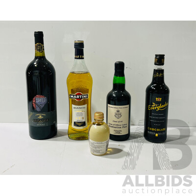 Collection of Several Liqueurs of Different Types Including Small Bottle of Kizakura Sake, Everglades Chocolate Liqueur, ADFA Class of 97 Corps of Officer Cadets Graduation Port and More