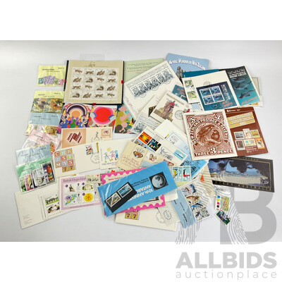 Collection of International Stamp Packs and First Day Covers Including Australia, New Zealand, Rhodesia, Poland and More