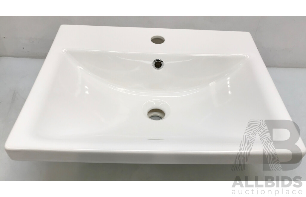 Argent 460mm Wall Basin 1TH w/- O/Flow - White Gloss