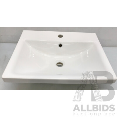 Argent 460mm Wall Basin 1TH w/- O/Flow - White Gloss