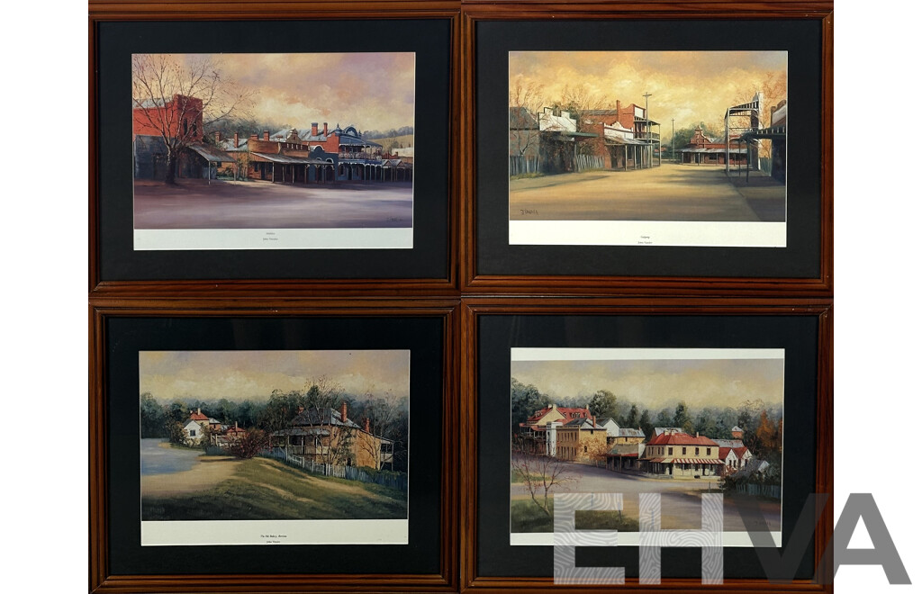 John Vander, (20th Century, Belgian Australian, 1947-), Gulgong, Berrima, Maldon and Untitled, Quality Print Copies of Original Oils, 45 x 55 cm (frames) (4)