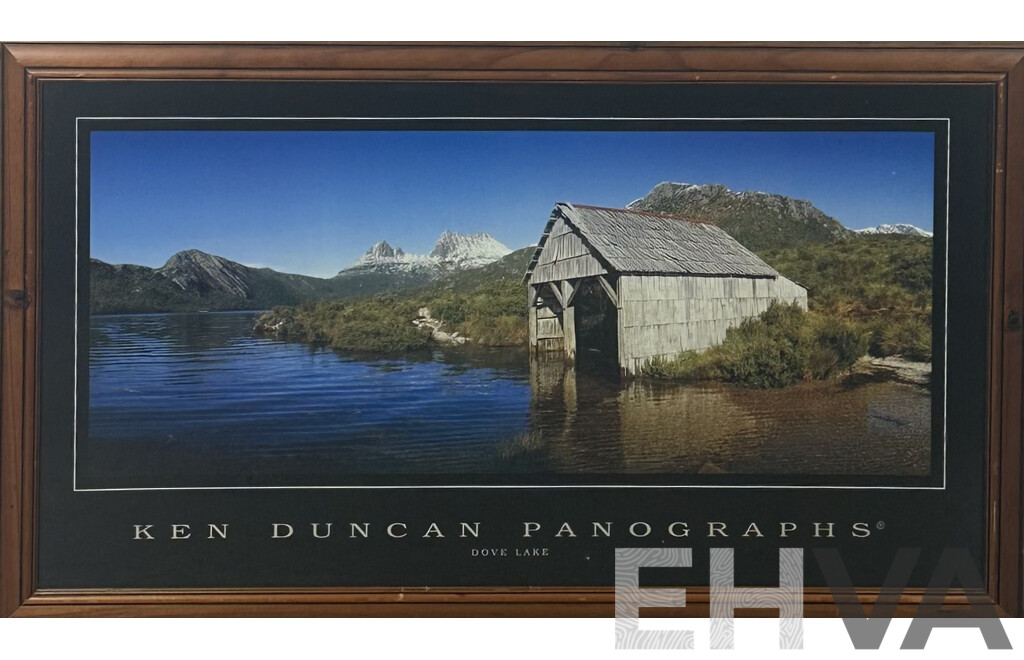 Ken Duncan, (20th Century, Australian, 1954-),  Dove Lake, Reproduction Colour Print of Original Photograph, 57 x 97 cm (frame)