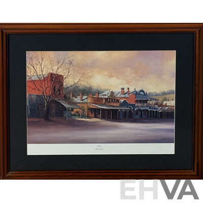 John Vander, (20th Century, Belgian Australian, 1947-), Gulgong, Berrima, Maldon and Untitled, Quality Print Copies of Original Oils, 45 x 55 cm (frames) (4)