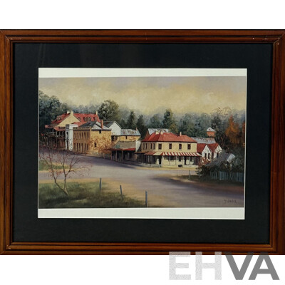 John Vander, (20th Century, Belgian Australian, 1947-), Gulgong, Berrima, Maldon and Untitled, Quality Print Copies of Original Oils, 45 x 55 cm (frames) (4)