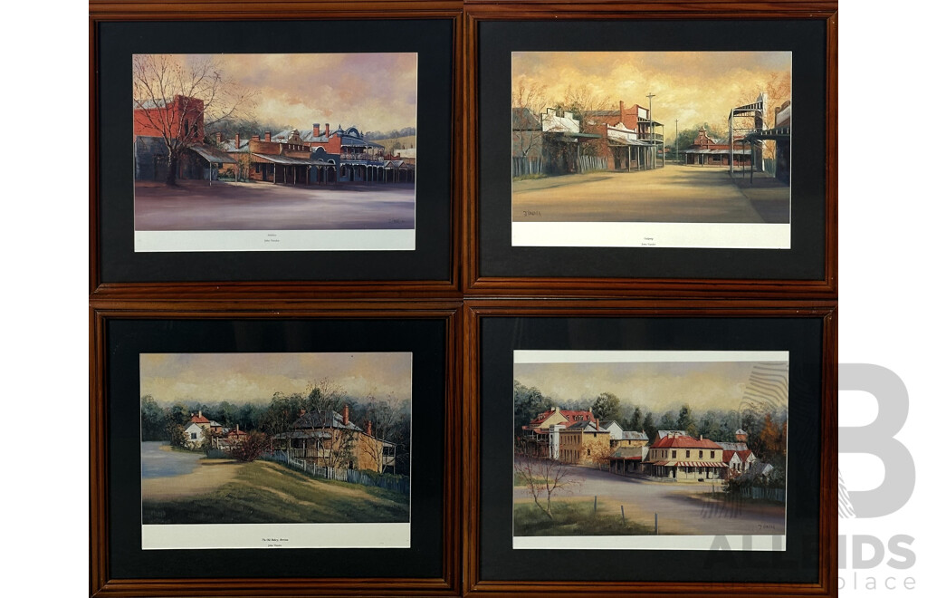 John Vander, (20th Century, Belgian Australian, 1947-), Gulgong, Berrima, Maldon and Untitled, Quality Print Copies of Original Oils, 45 x 55 cm (frames) (4)