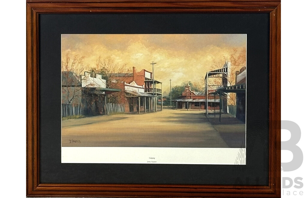 John Vander, (20th Century, Belgian Australian, 1947-), Gulgong, Berrima, Maldon and Untitled, Quality Print Copies of Original Oils, 45 x 55 cm (frames) (4)