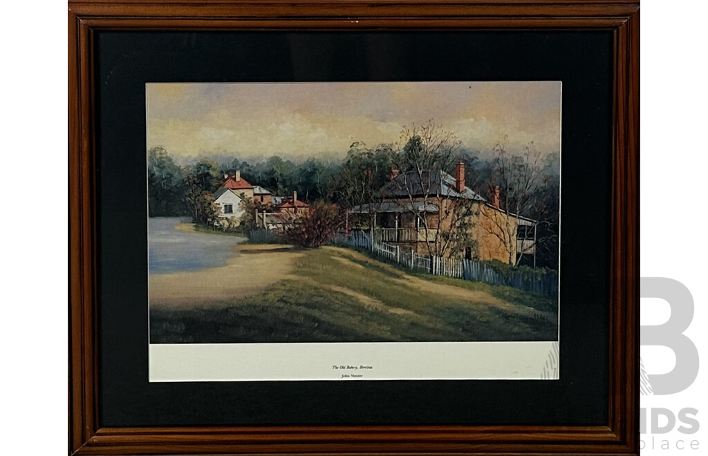 John Vander, (20th Century, Belgian Australian, 1947-), Gulgong, Berrima, Maldon and Untitled, Quality Print Copies of Original Oils, 45 x 55 cm (frames) (4)