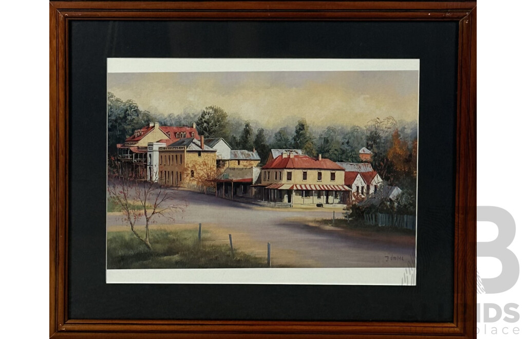 John Vander, (20th Century, Belgian Australian, 1947-), Gulgong, Berrima, Maldon and Untitled, Quality Print Copies of Original Oils, 45 x 55 cm (frames) (4)