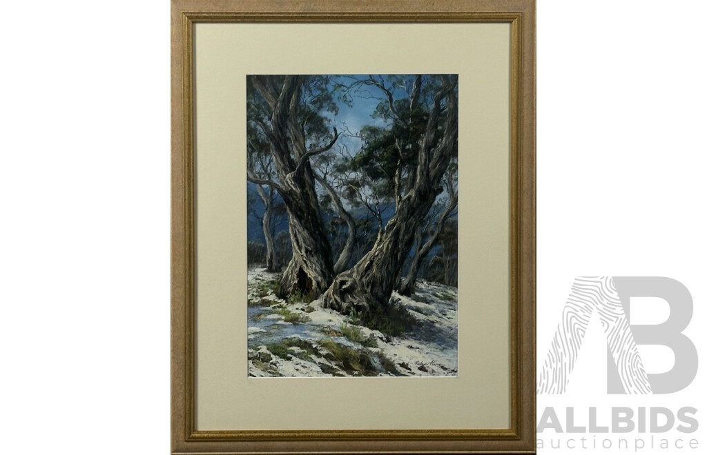 Robyn Power, (20th Century, Australian), Thredbo Snow Gums, Pastel, 70 x 56 cm (frame)