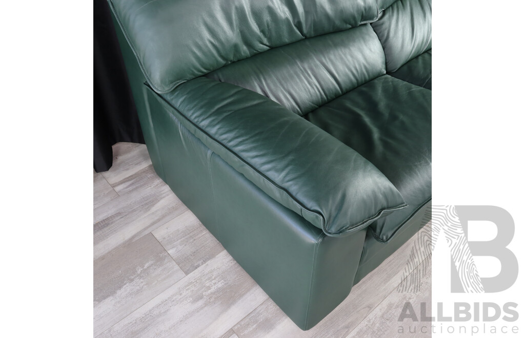 Green Leather Three Piece Lounge Suite by McCann