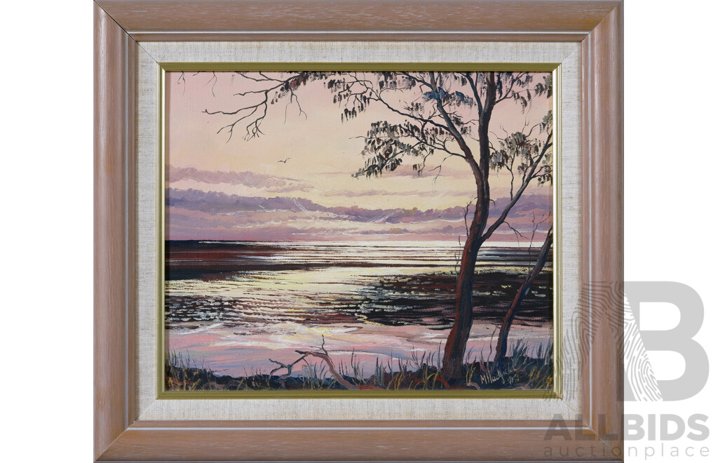 Margaret Hadfield, (20th Century, Australian), Sunset on the Sea (No 291), Oil on Canvas, 35 x 40 cm (frame)