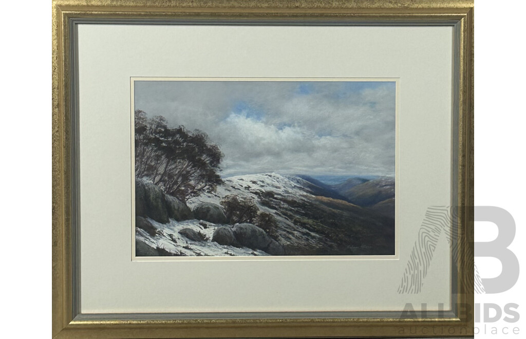 Robin Power, (20th Century), Snowy Mountain Scape, Pastel, 63 x 78 cm (frame)