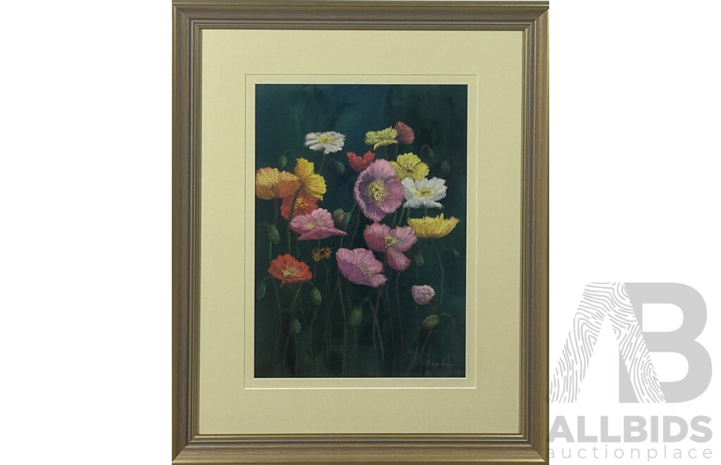 Robin Power, (20th Century, Australian), Spring Poppies, (1998), Pastel, 71 x 58 cm (frame)