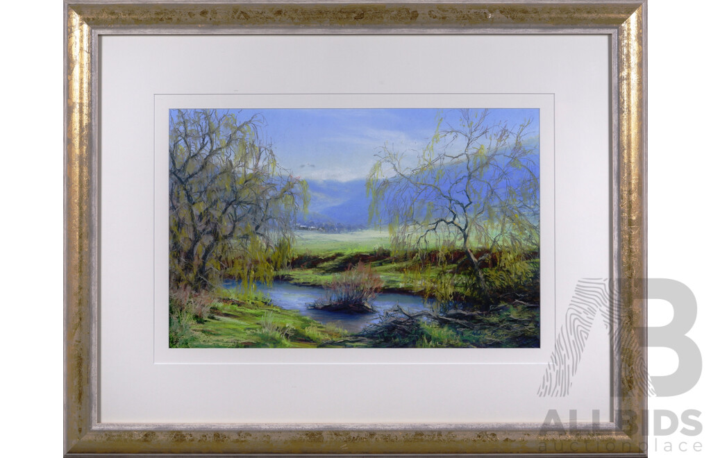 Robin Power, (20th Century, Australian), Willows Along the Gudgenby River, (1999), Pastel, 59 x 75 cm (frame)