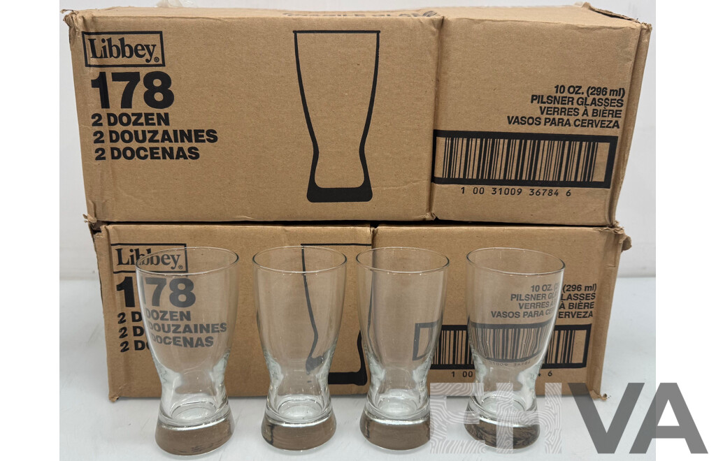 Libbey 178 10oz Hourglass Pilzner Glasses - Lot of 47