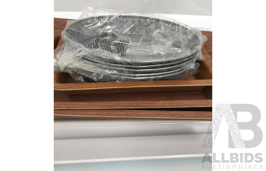 Assorted Kitchen and Serving Trays - Lot of 13