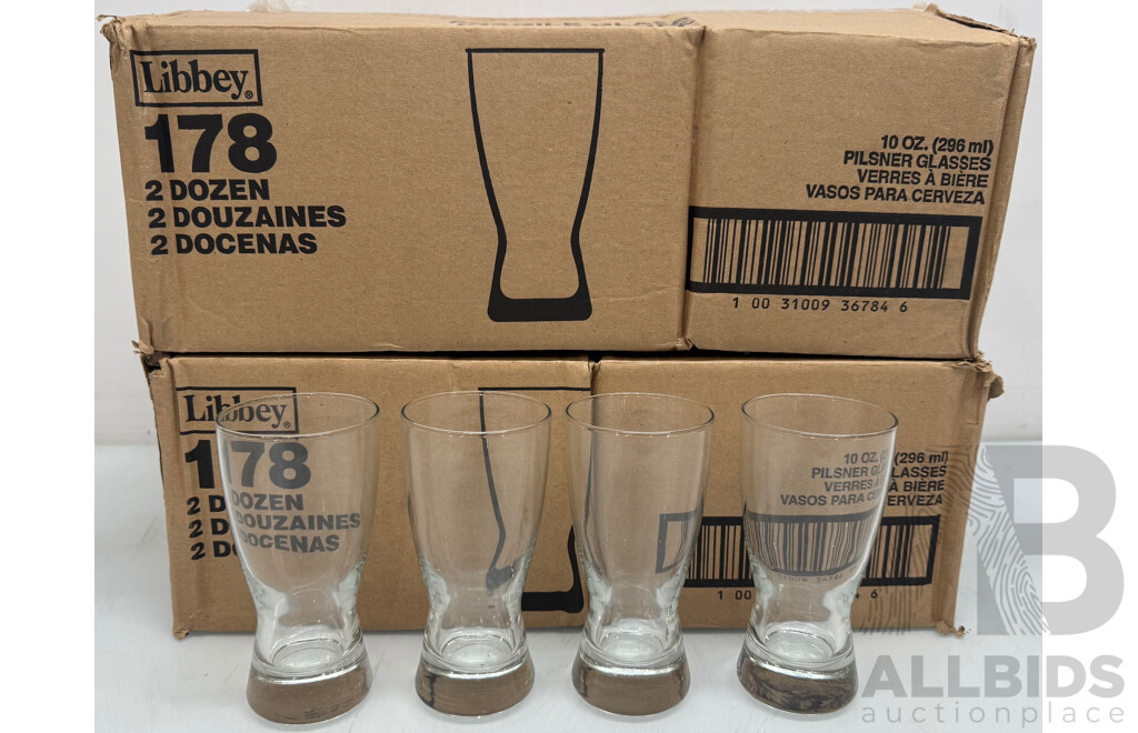 Libbey 178 10oz Hourglass Pilzner Glasses - Lot of 47