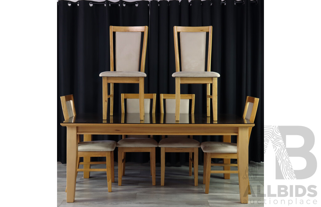 Modern Timber Dining Table with Six Chairs