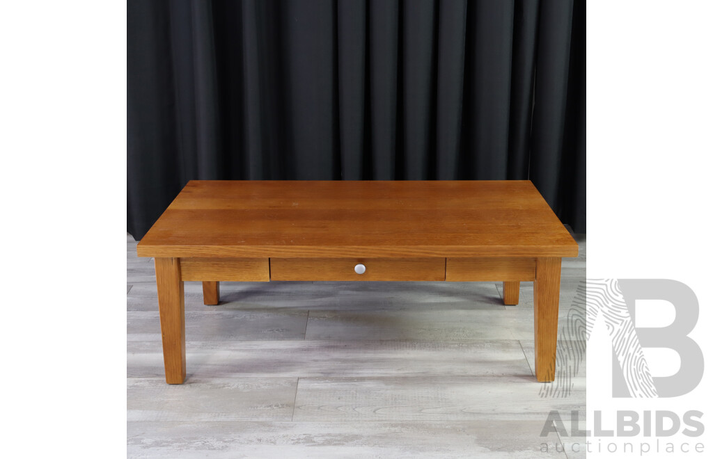 Modern Timber Dining Coffee Table with Single Drawer