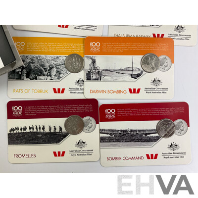 Australian 2015 ANZACS Remembered Coin Folders, One Complete Other Partially Complete with 2016 ANZAC Coins