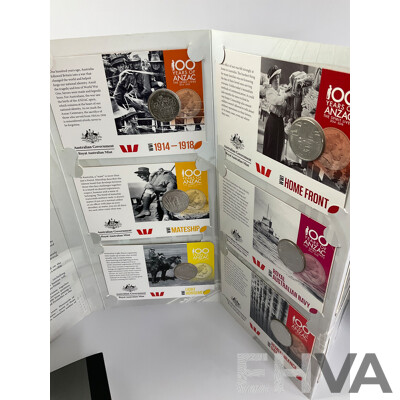 Australian 2015 ANZACS Remembered Coin Folders, One Complete Other Partially Complete with 2016 ANZAC Coins