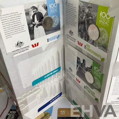 Australian 2015 ANZACS Remembered Coin Folders, One Complete Other Partially Complete with 2016 ANZAC Coins