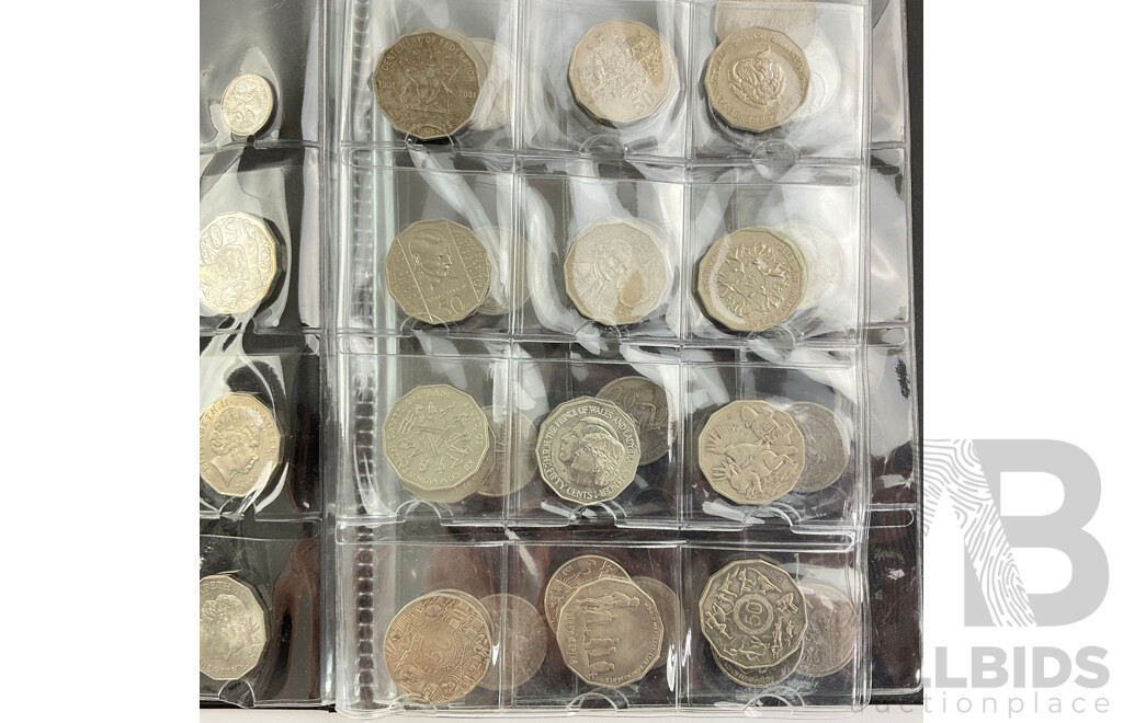 Collection of Australian Commemorative Coins Including 1966 Round Silver Fifty Cent, 2016 Fifty Years of Decimal Currency, 2017 Fifty Years Mabo, 2014 AIATSIS, 2001 Centenary of Federation and More