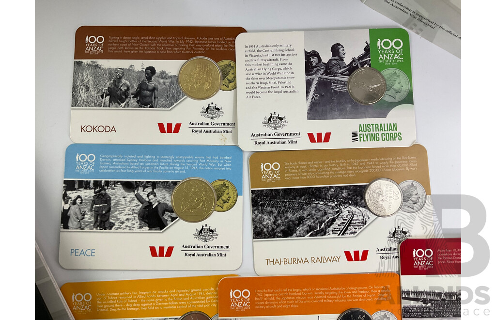 Australian 2015 ANZACS Remembered Coin Folders, One Complete Other Partially Complete with 2016 ANZAC Coins