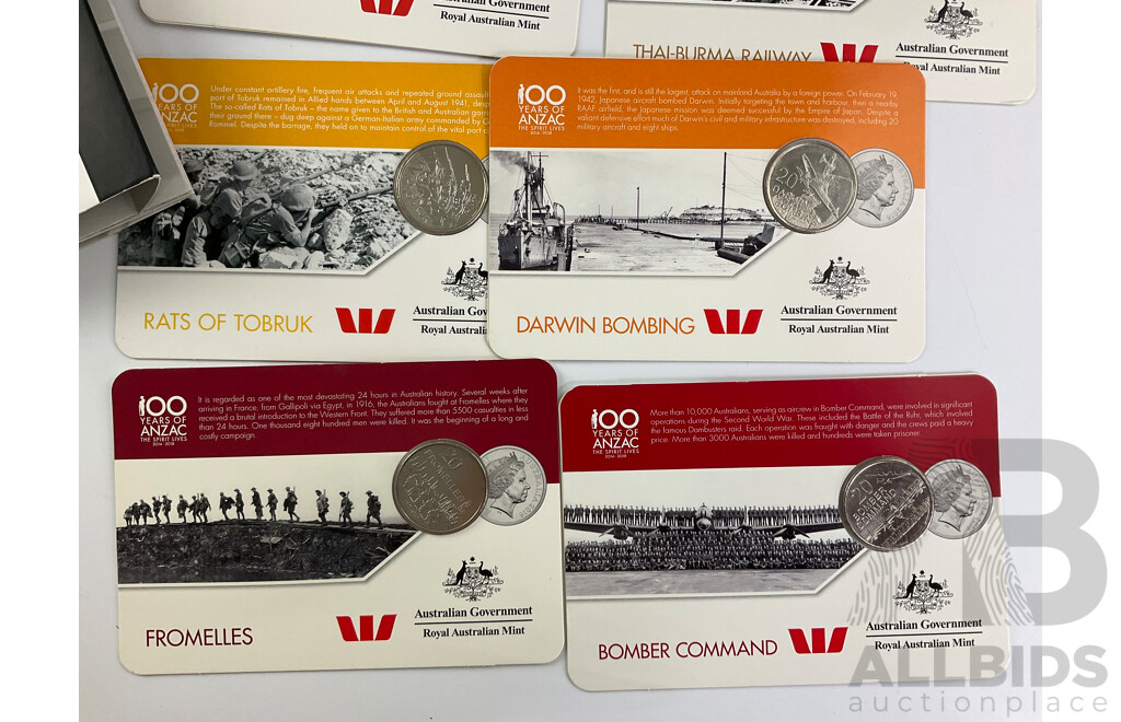 Australian 2015 ANZACS Remembered Coin Folders, One Complete Other Partially Complete with 2016 ANZAC Coins