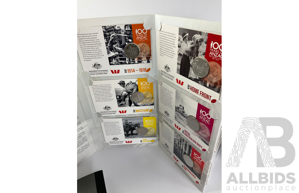 Australian 2015 ANZACS Remembered Coin Folders, One Complete Other Partially Complete with 2016 ANZAC Coins