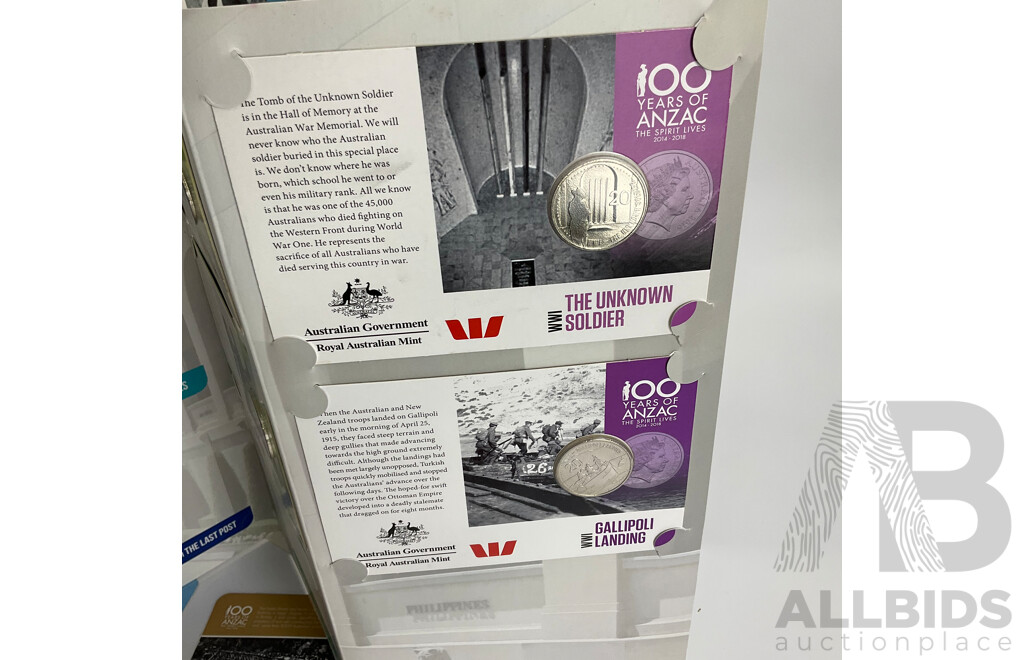 Australian 2015 ANZACS Remembered Coin Folders, One Complete Other Partially Complete with 2016 ANZAC Coins