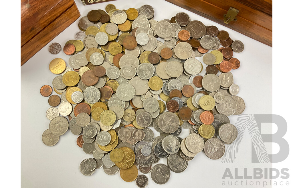 Collection of International Coins Including Malaysia, South Africa, Bailiwick of Jersey, Netherlands, Barbados, France, Hong Kong, Germany, Canada and More - Approximately 1.8 Kilograms