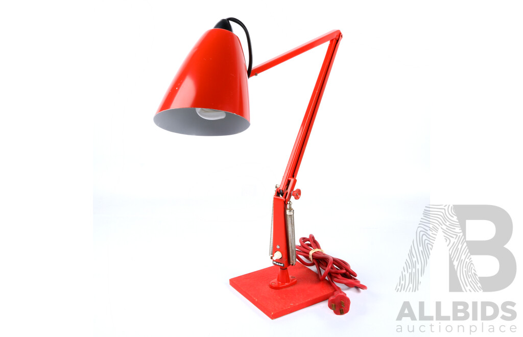 Vintage Burnt Orange Studio K Planet Lamp Anglepoise Architectural Desk Lamp Designed by Bill Iggulden
