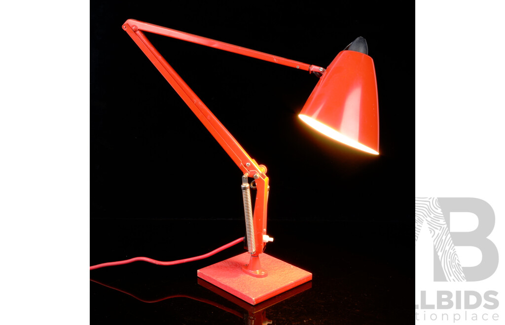 Vintage Burnt Orange Studio K Planet Lamp Anglepoise Architectural Desk Lamp Designed by Bill Iggulden