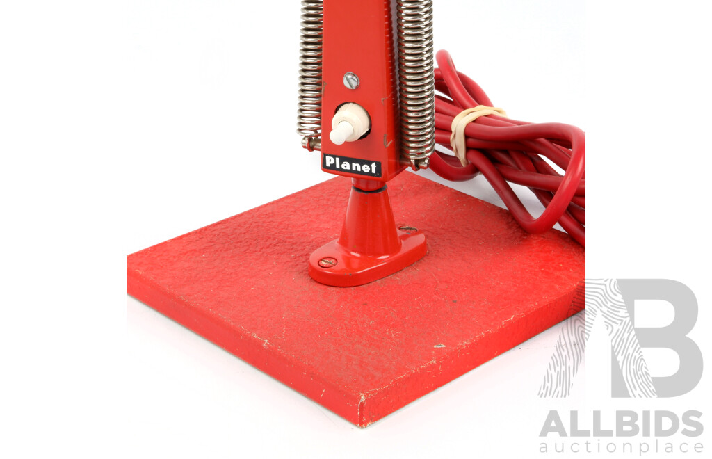 Vintage Burnt Orange Studio K Planet Lamp Anglepoise Architectural Desk Lamp Designed by Bill Iggulden