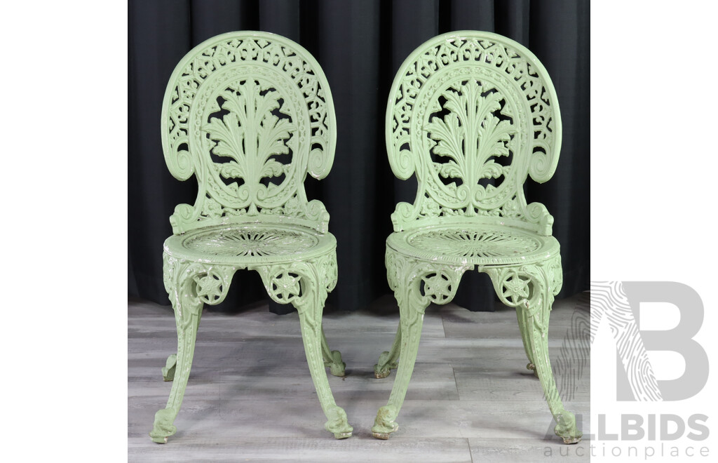 Pair Cast Iron Outdoor Garden Chairs