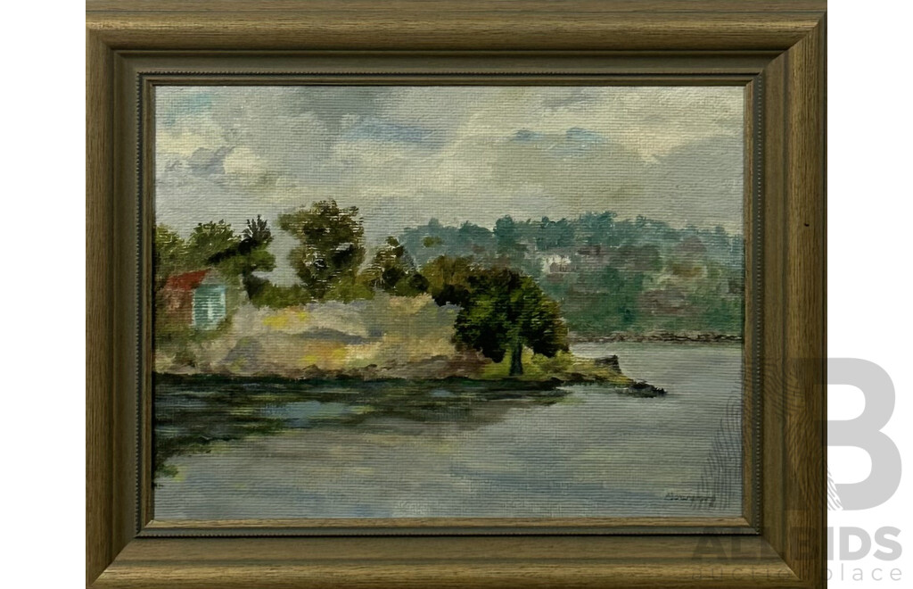 Reg Bowering, (20th Century, Australian), Putney Cove, Epping, Vintage Oil on Canvas, 40 x 51 cm (frame)