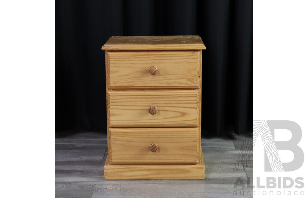 Three Drawer Timber Bedside Table