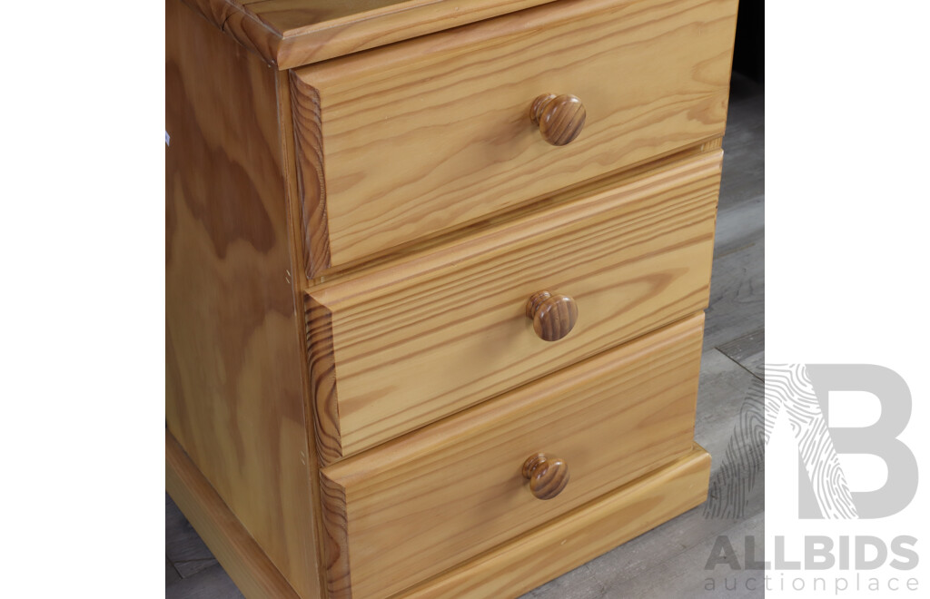 Three Drawer Timber Bedside Table