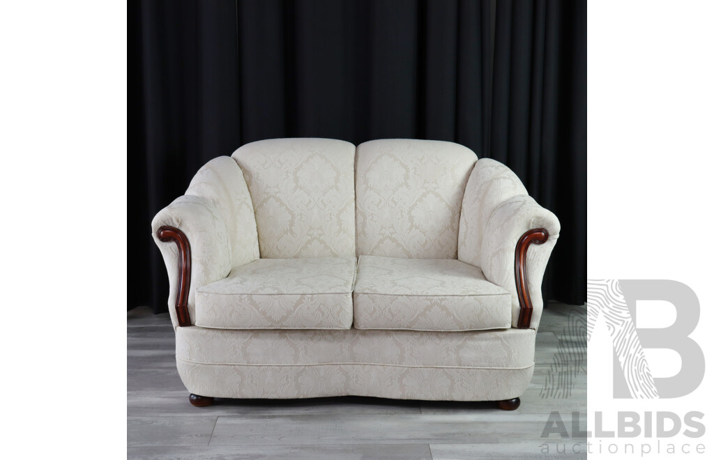 Three Piece Cream Brocade Lounge Suite by AGEM Furniture